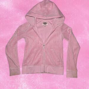 Y2K 2013 Juicy Couture Light Pink Velour Zip Up Hoodie Kids